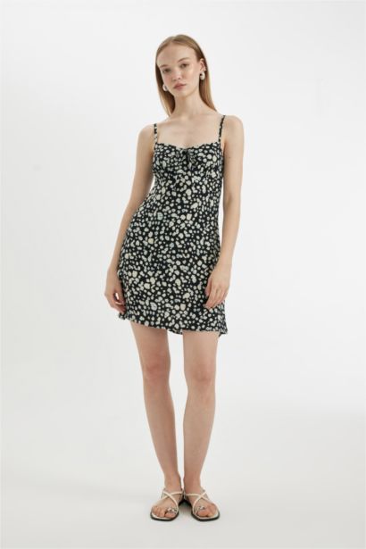 V-Neck Printed Mini Dress