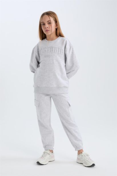 Girl Elastic Waist Leg Cargo Sweatpants