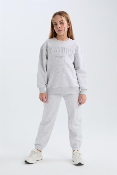 Girl Elastic Waist Leg Cargo Sweatpants