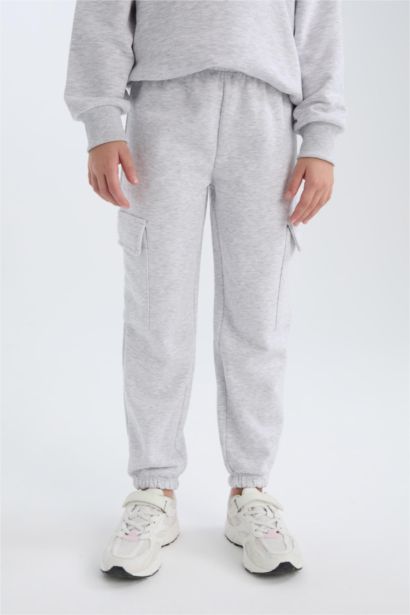 Girl Elastic Waist Leg Cargo Sweatpants
