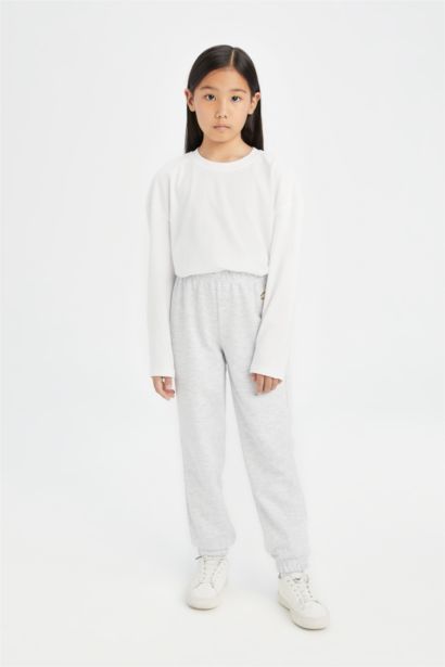 Girl Elastic Waist Leg Printed Jogger Sweatpants
