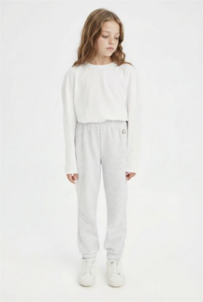 Girl Elastic Waist Leg Printed Jogger Sweatpants