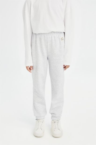 Girl Elastic Waist Leg Printed Jogger Sweatpants