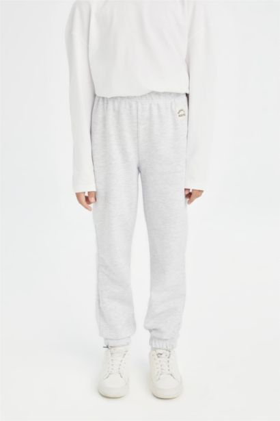 Girl Elastic Waist Leg Printed Jogger Sweatpants