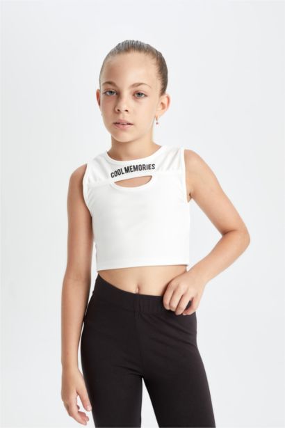 Débardeur Crop Top avec imprimé à Col rond pour Fille