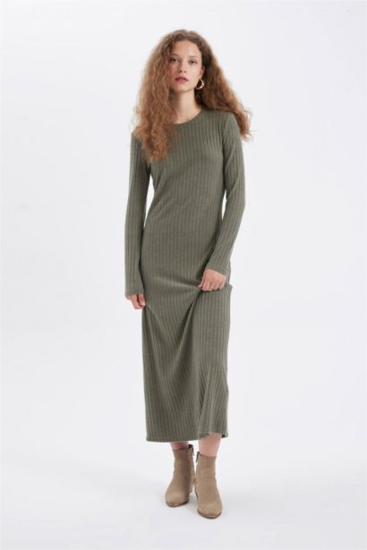 Bodycon Crew Neck Maxi Dress