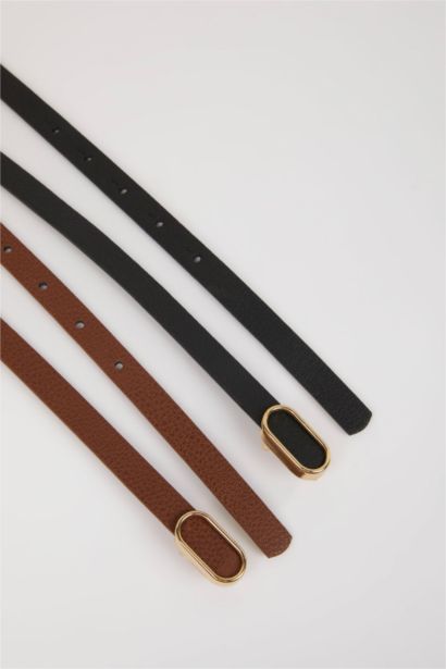 Kadın 2'li Suni Deri Elbise Kemeri