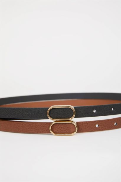 Kadın 2'li Suni Deri Elbise Kemeri