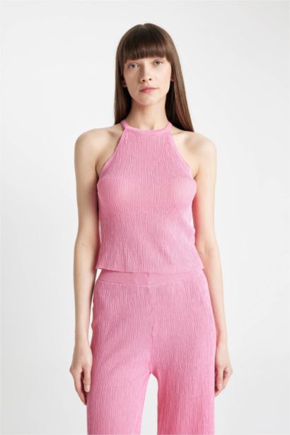 Regular Fit Halter Neck Sleeveless Blouse