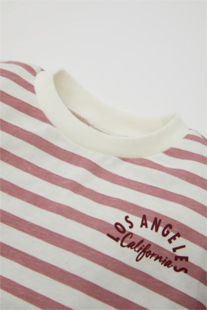 Baby Girl Crew Neck Striped Cotton T-Shirt