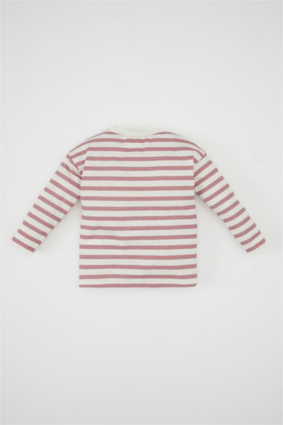 Baby Girl Crew Neck Striped Cotton T-Shirt