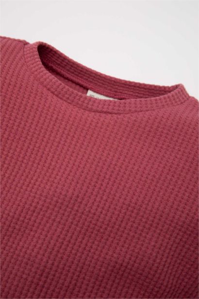 طقم بيبي بناتي تيشيرت فلورال وافل قصة عادية وليجن - قطعتين