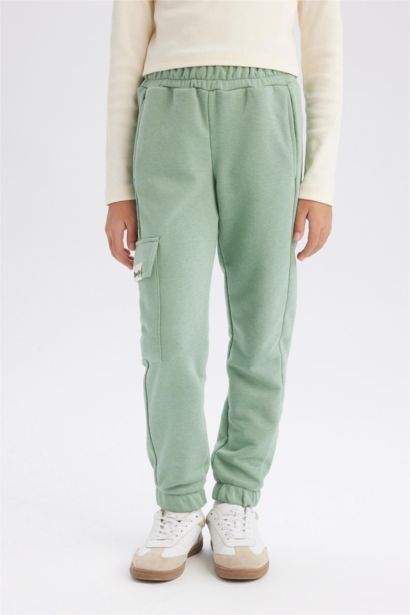 Girl Elastic Waist Leg Cargo Jogger Sweatpants