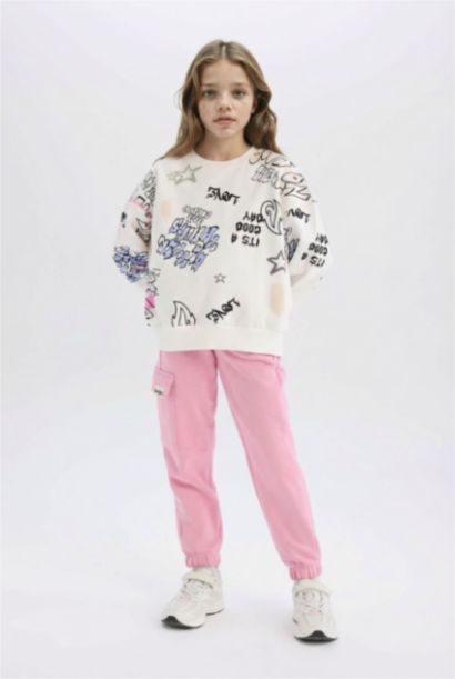 Girl Elastic Waist Cargo Jogger Sweatpants