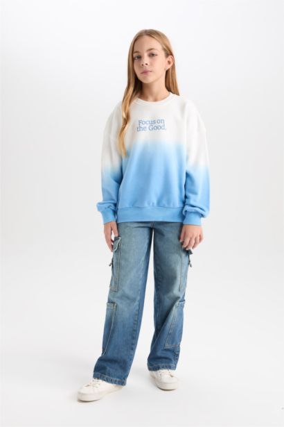 سويت شيرت Degrade واسع برقبة مستديرة