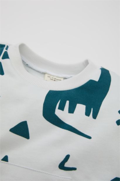 طقم بيبي اولادي سويت شيرت وسويت بانتس بطبعة ديناصور - قطعتين