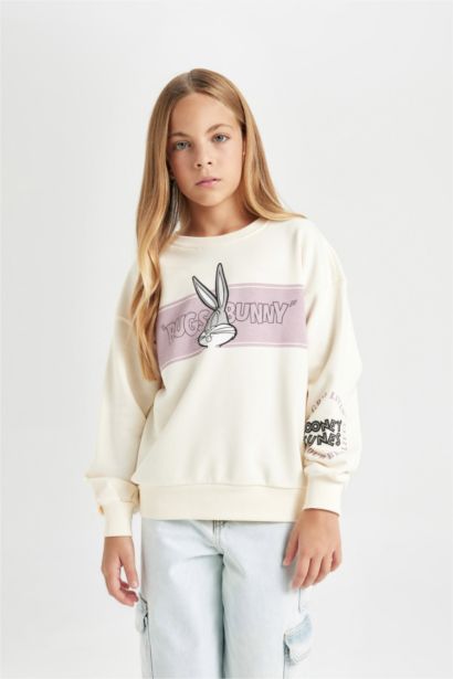 Girl Looney Tunes Printed Relax Fit Crew Neck Sweatshirt