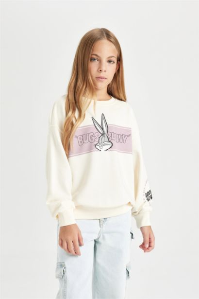 Girl Looney Tunes Printed Relax Fit Crew Neck Sweatshirt