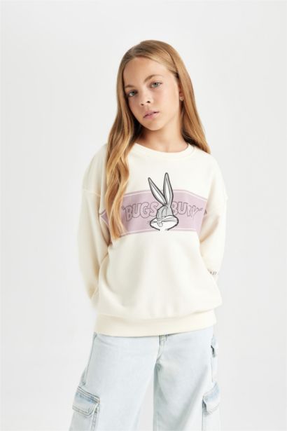 Girl Looney Tunes Printed Relax Fit Crew Neck Sweatshirt