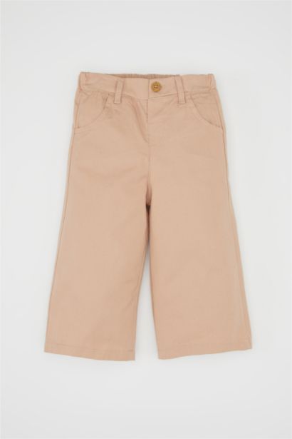 Baby Girl Regular Fit Elastic Banded Leg Pocket Gabardine Trousers