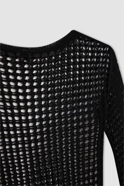 Crew Neck Crochet Mini Dress