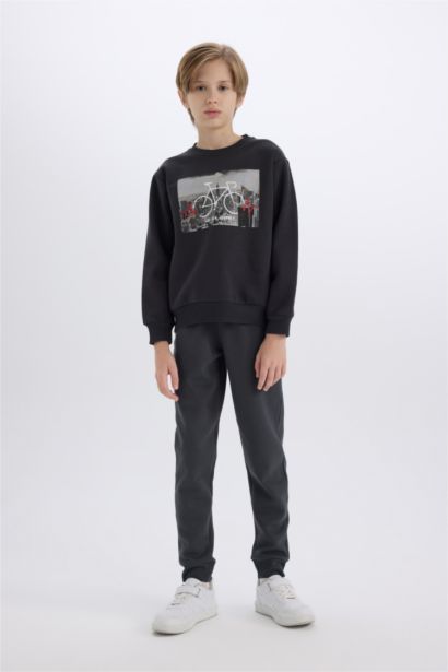 Boy Crew Neck Printed Thick Sweatshirt