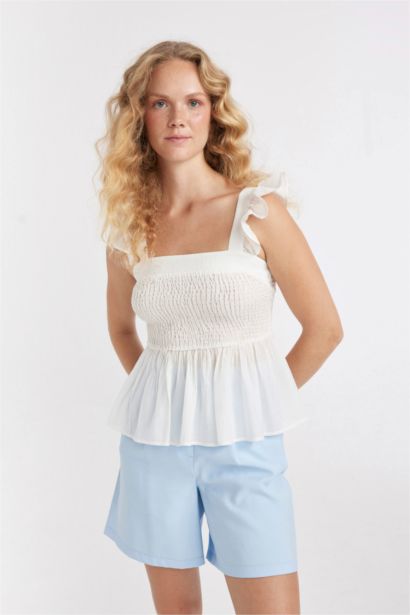 Top Bustier à Coupe Slim Sans Bretelles