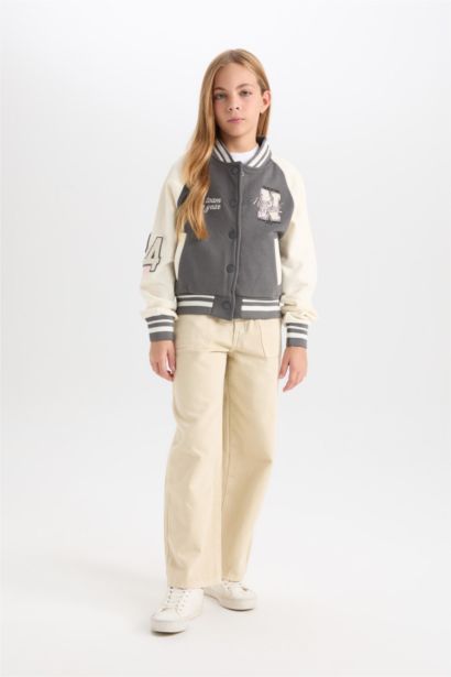 Girl Thick Fabric Soft Fuzzy Inside Bomber Jacket