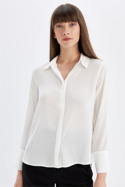 Regular Fit Crepe Long Sleeve Shirt