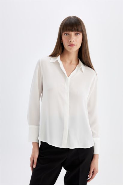 Regular Fit Crepe Long Sleeve Shirt
