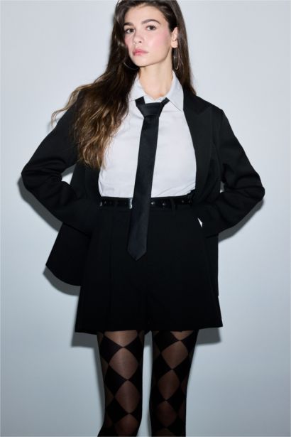 Fıtted Ceket Yaka Düğmeli Basıc Blazer Ceket