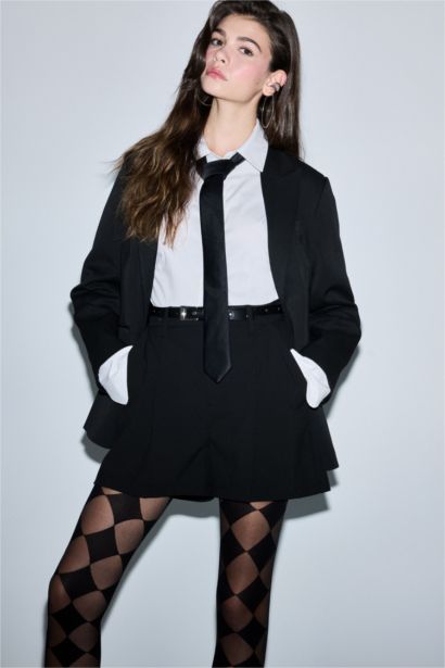 Fıtted Ceket Yaka Düğmeli Basıc Blazer Ceket