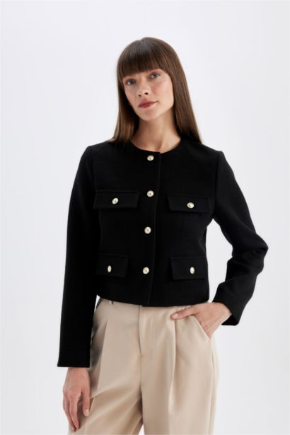 Crop Flanel Blazer