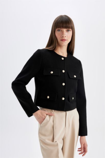 Crop Flanel Blazer