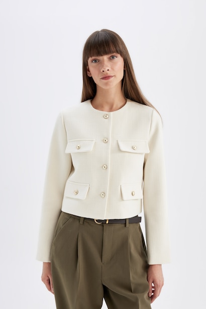 Crop Flanel Blazer