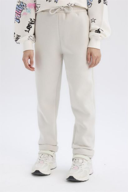 سروال رياضي بنات قماش سميك كاروت فيت