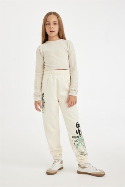 Pantalon de jogging imprimé à taille élastique pour fille