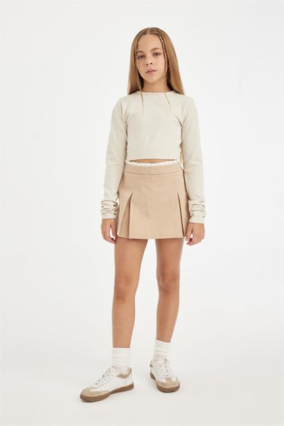 Girl Gabardine Pleated Skort