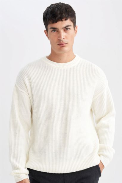 Relax Fit Crew Neck Basic Knitted Pullover