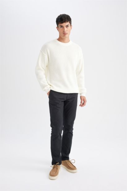 Relax Fit Crew Neck Basic Knitted Pullover