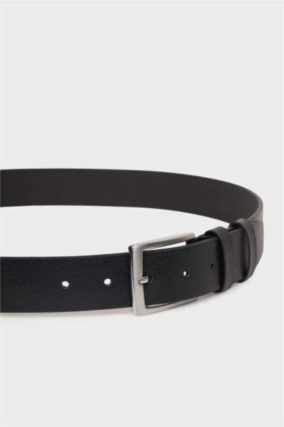 Man Faux Leather Denim Belt
