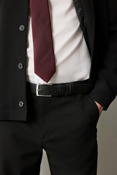 Man Faux Leather Denim Belt