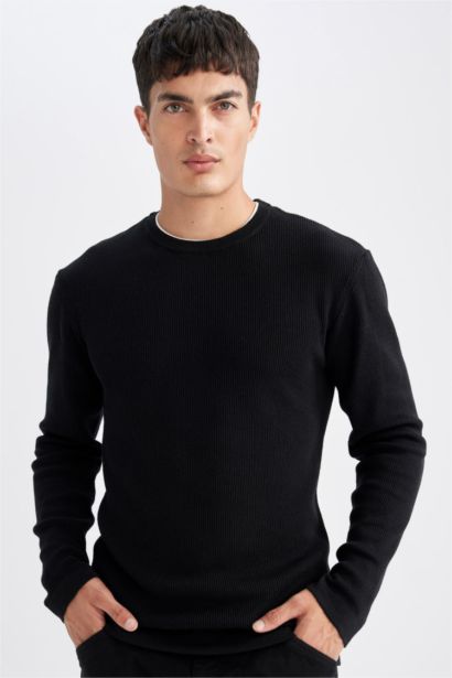 Pull tricot basique à col rond Coupe décontractée