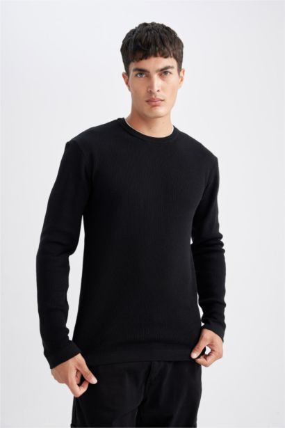 Pull tricot basique à col rond Coupe décontractée