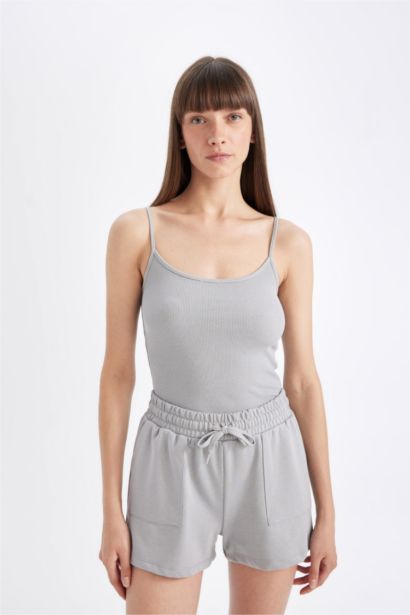 Regular Fit Crew Neck Corduroy Tank Top