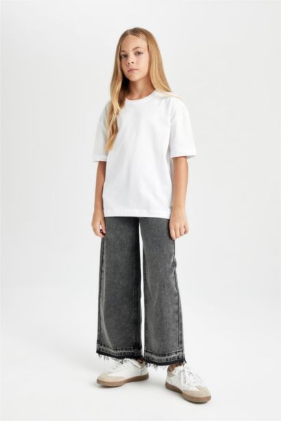 Girl Oversize Fit Crew Neck Basic T-Shirt