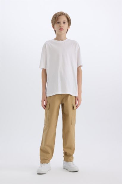 بنطلون اولادي قصة فضفاضة جبردين بجيب مزدوج