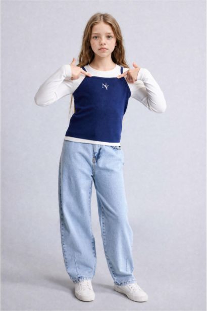 Girl Crop Printed Ribbed 2 Piece Set