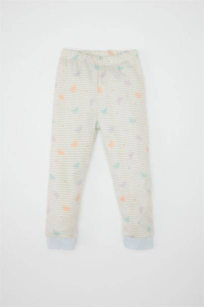 Baby Girl Butterfly Patterned Top Bottom 2 Piece Pajama Set