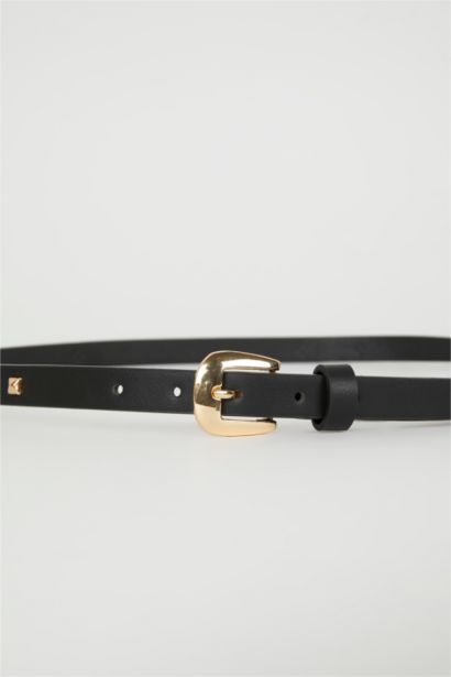 Woman Faux Leather Heart Buckle 2 Piece Classic Belt